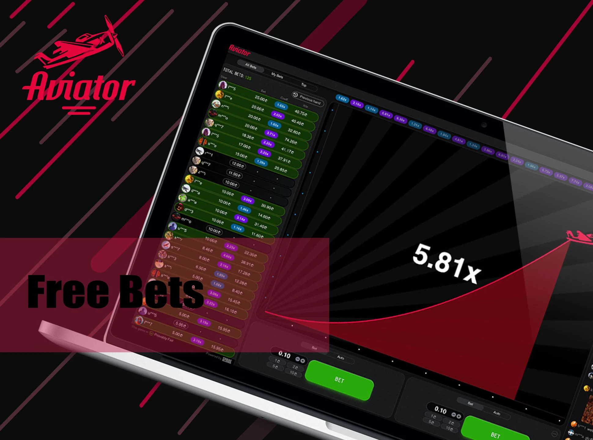 From time to time you can get free bets on the Aviator game.