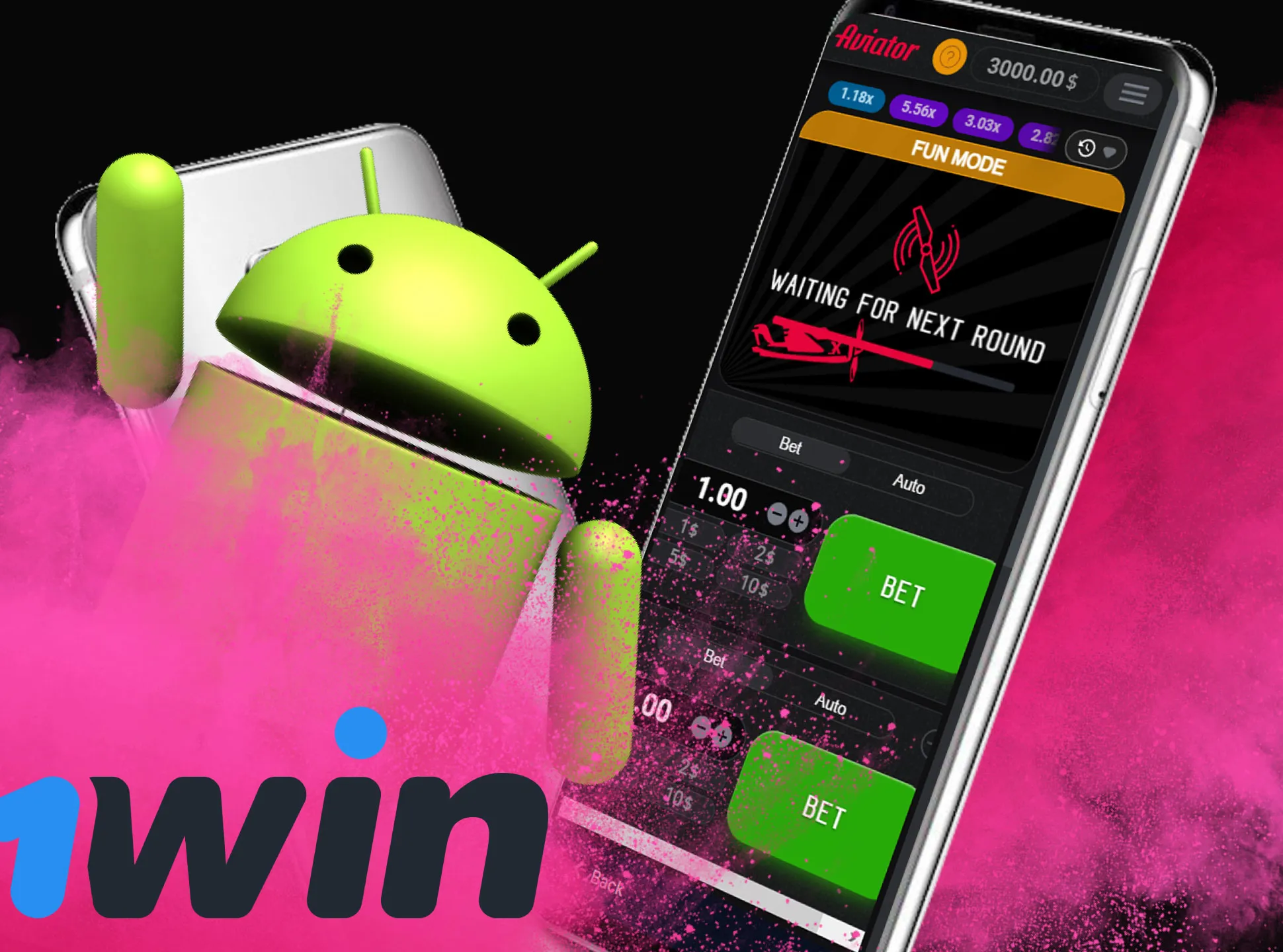 Download the 1win app on your Android device.