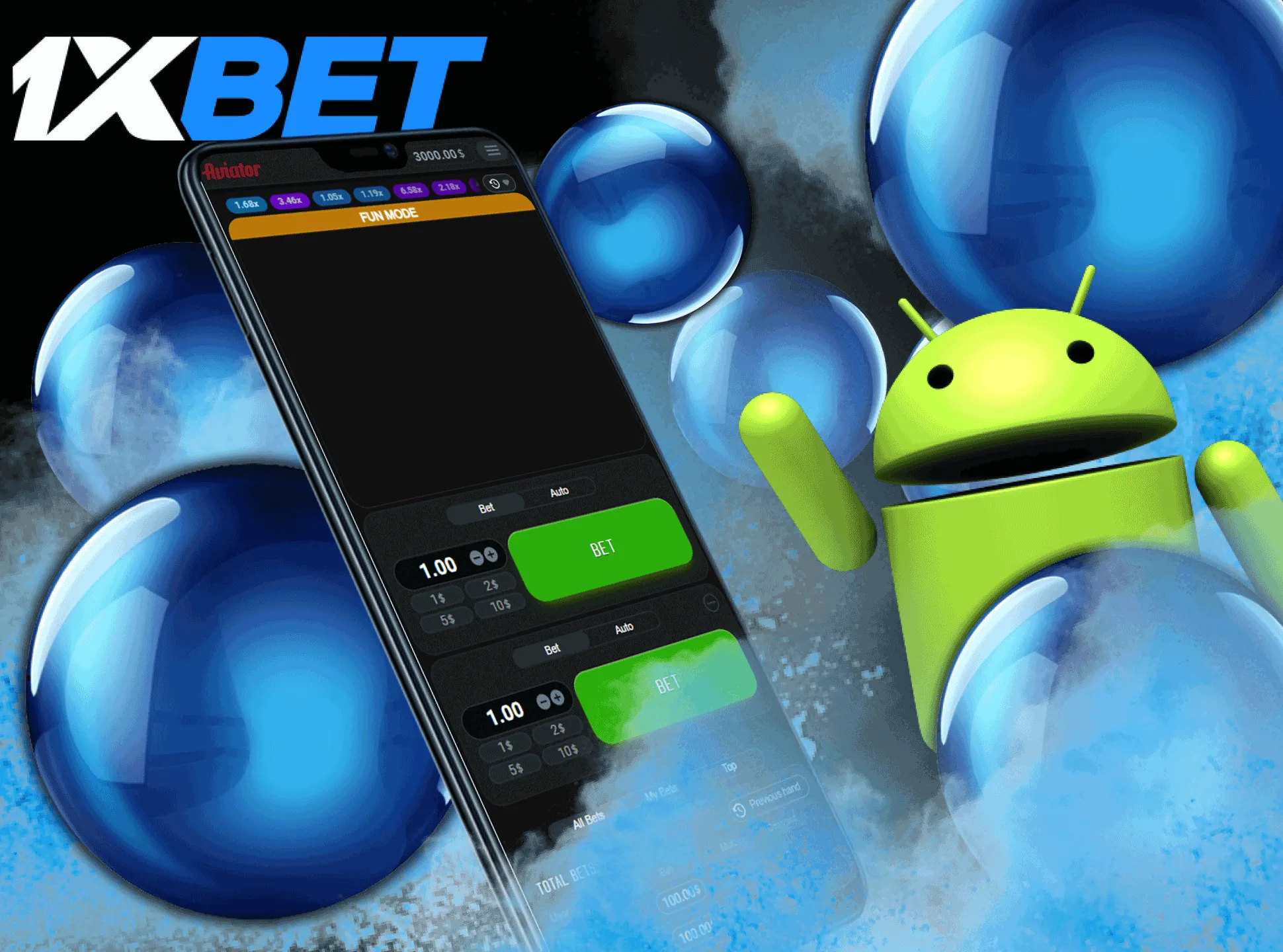 Download the 1xbet app on your Android devices and play Aviator.