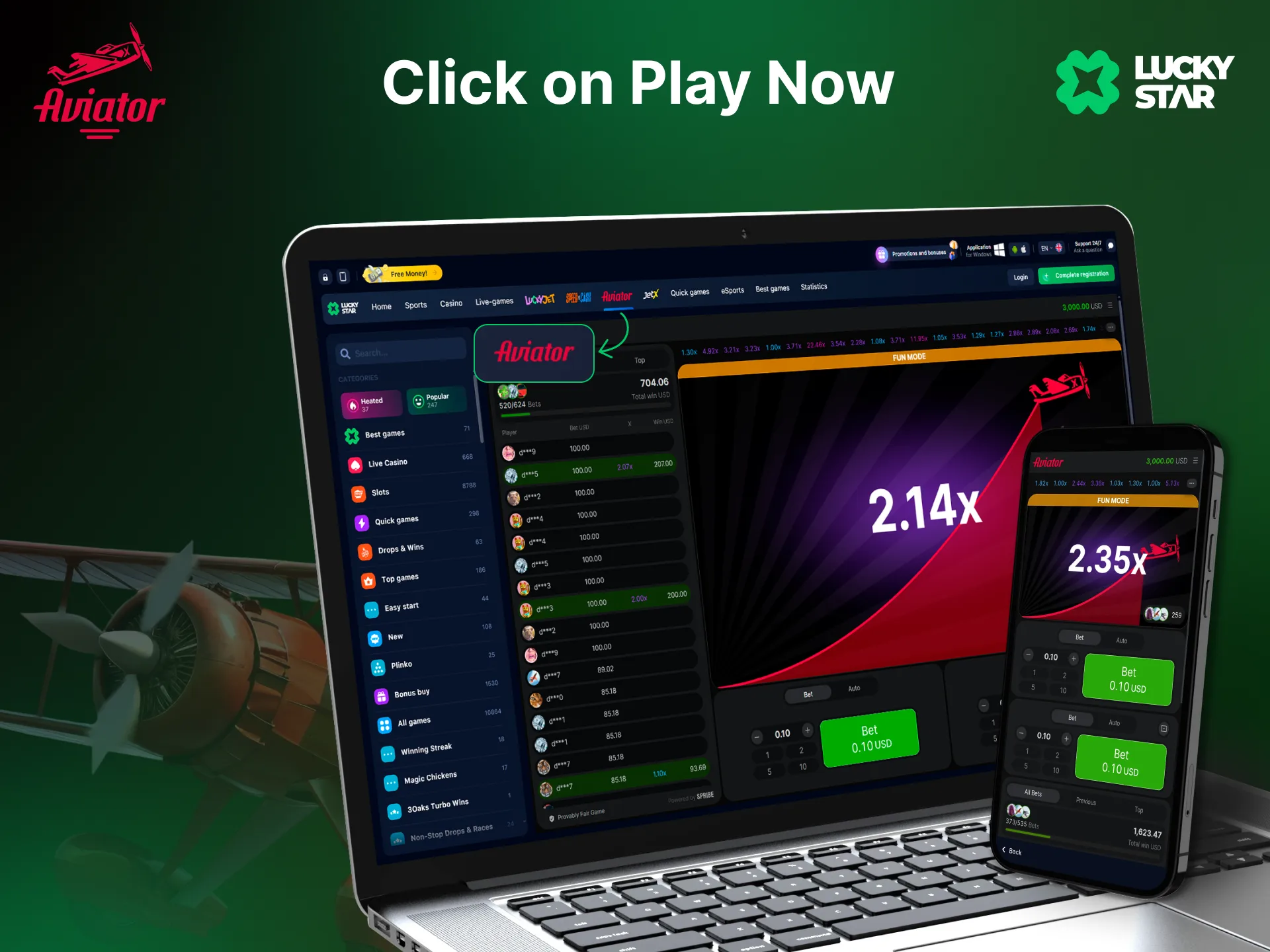 Open the Lucky-Star Casino official website.