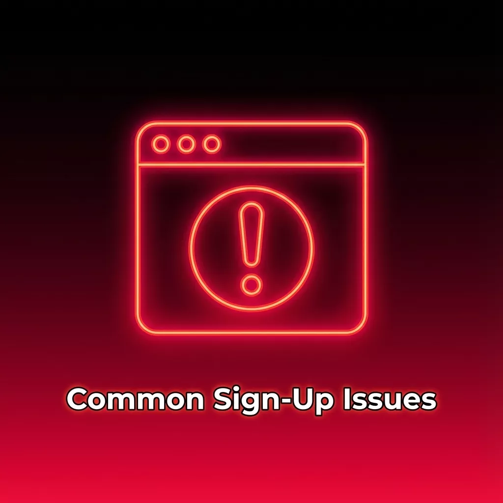 Infographic listing common Aviator sign‑up issues with icons and brief fixes for email, data, region, password, and duplicate account