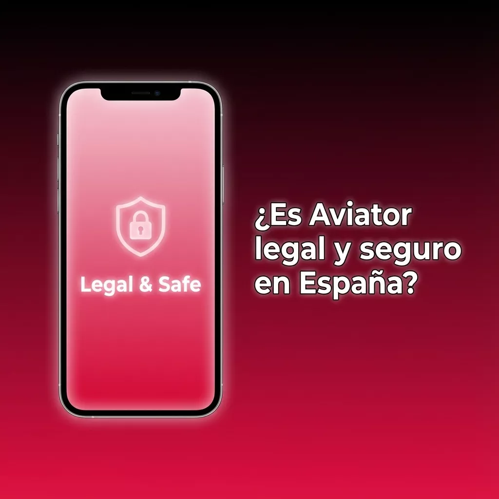Ilustración sobre la seguridad y legalidad del juego Aviator en España, con iconos de candado, certificado y casino online.