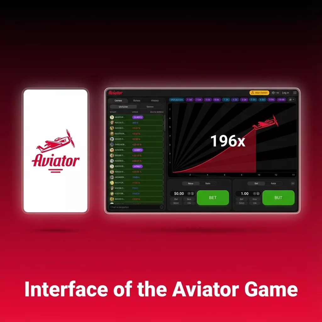 Clean Aviator game interface with rising multiplier, dual bet boxes, results list, and in-game chat on a mobile screen