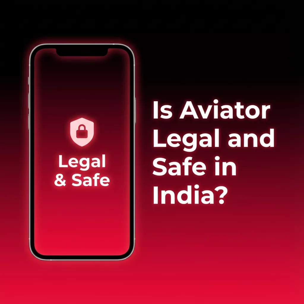 Illustration asking “Is Aviator legal and safe in India?” with icons for SSL security, fair play, licences, and responsible gambling