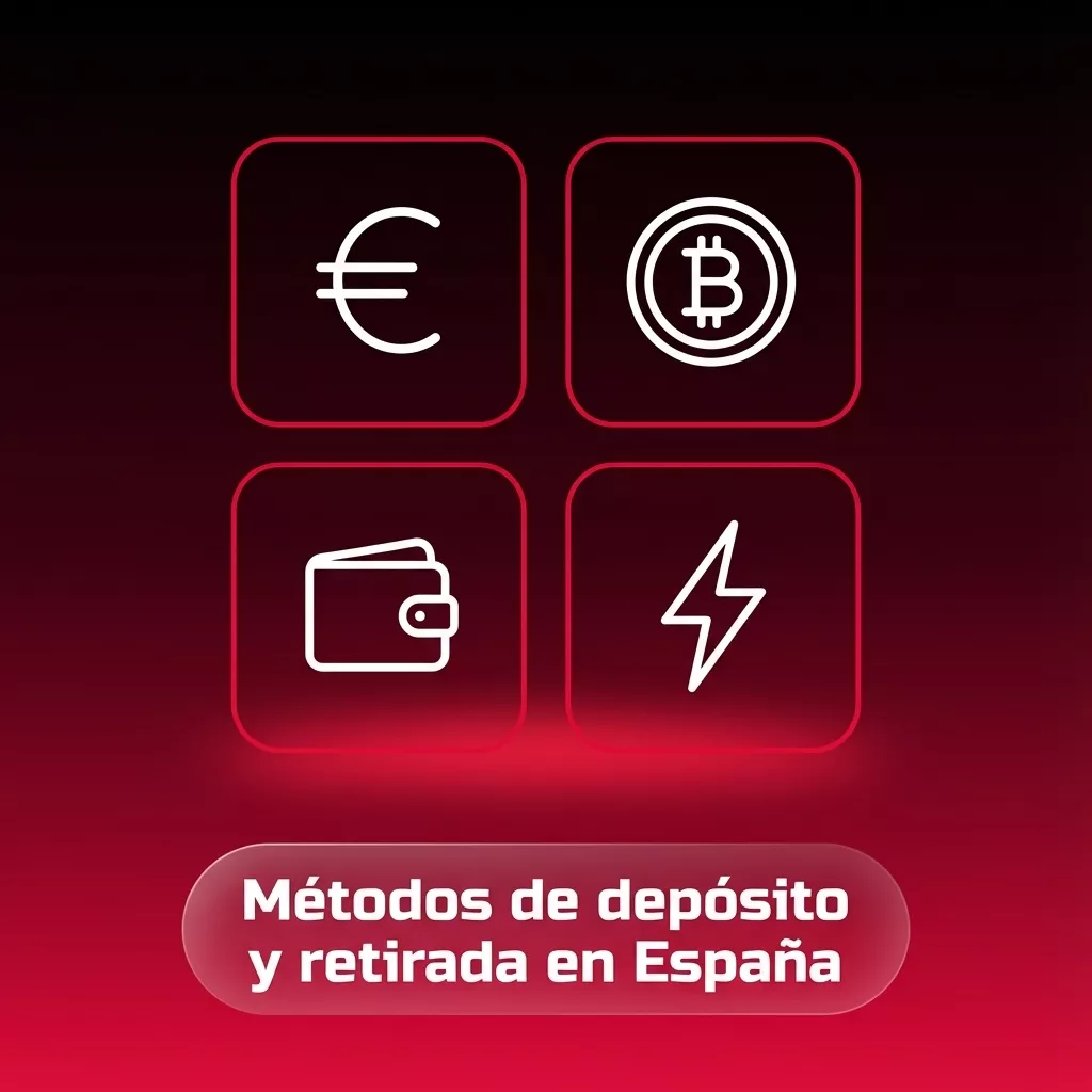 Iconos de métodos de pago en España: Visa, Mastercard, monederos electrónicos, transferencias y criptomonedas.