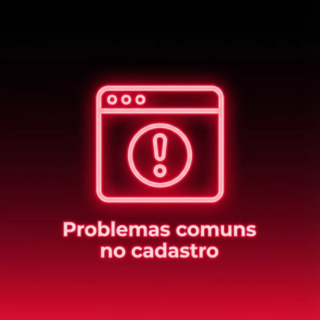 Ilustração de formulário de cadastro online com ícones de erro e alerta ao lado de campos de e‑mail, telefone e documentos