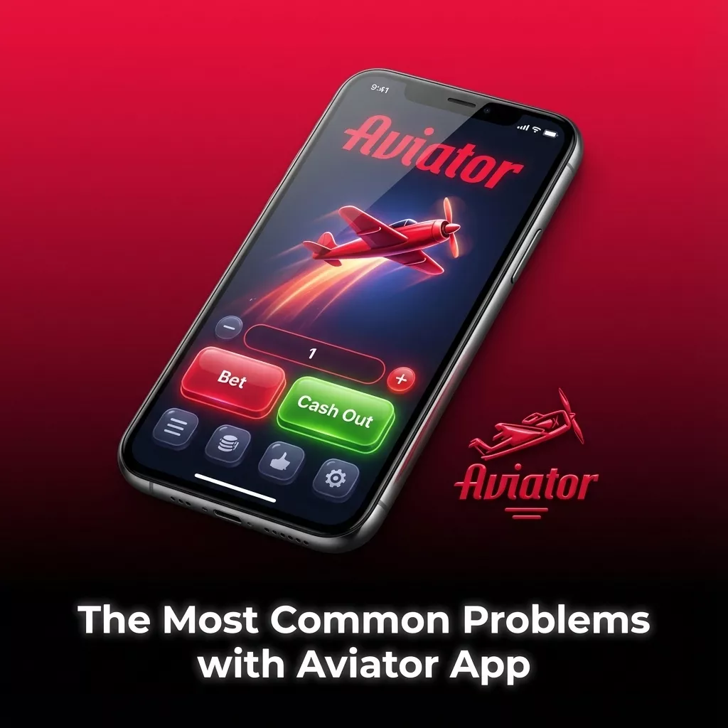 Illustrated Aviator casino app screen with a checklist of common issues and quick fix tips displayed alongside a phone