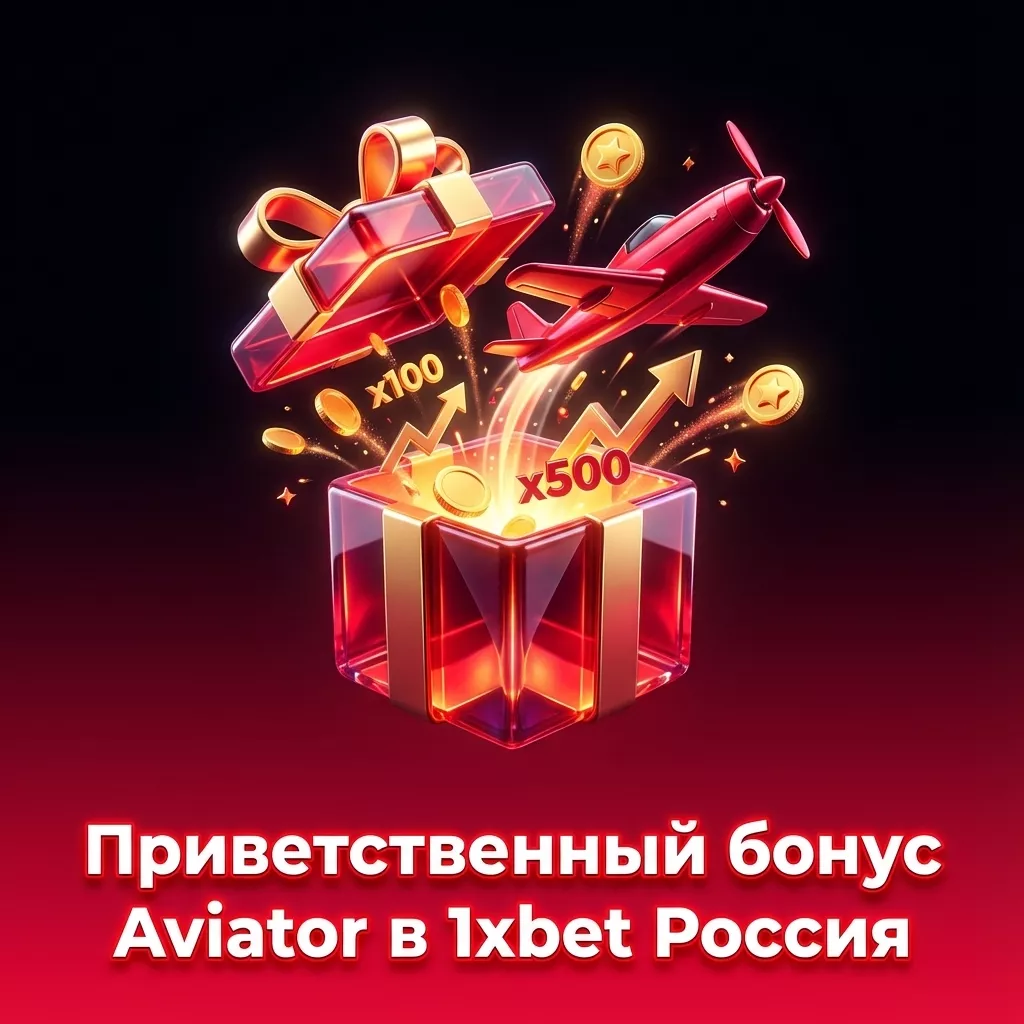 Баннер 1xBet Россия: приветственный бонус +150% к депозиту для игры в Aviator, условия отыгрыша и шаги получения