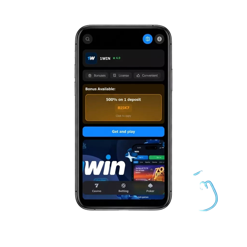 Tela de celular exibindo o jogo Aviator da 1win, versão mobile para apostas no Brasil em Android e iOS
