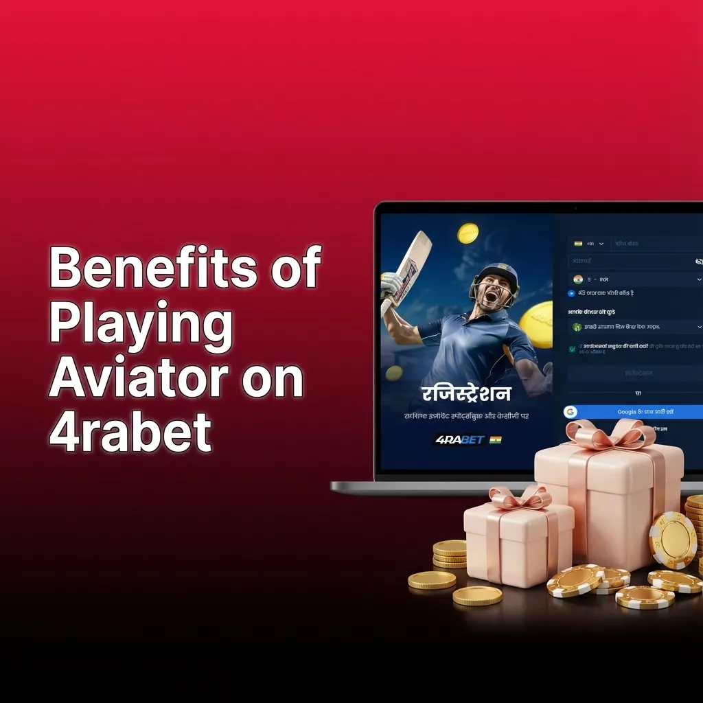 Infographic titled “Benefits of Playing Aviator on 4rabet” highlighting high RTP, auto tools, rupee support, and low bets