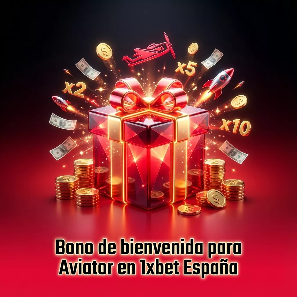 Pantalla de la app 1xbet España mostrando bono de bienvenida de casino 150% aplicable al juego Aviator