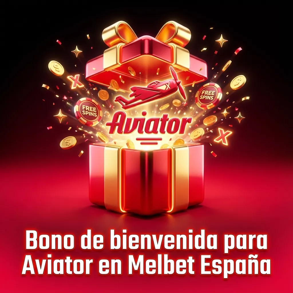 Banner de Melbet España con texto “Bono de bienvenida 150%” y gráfico del juego Aviator con avión y ficha de casino