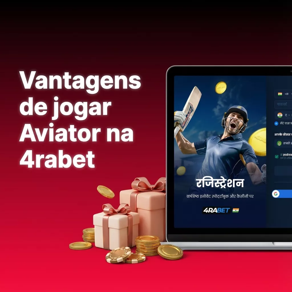 Banner em português destacando vantagens do Aviator na 4rabet, com lista de benefícios e foco em experiência móvel e RTP alto