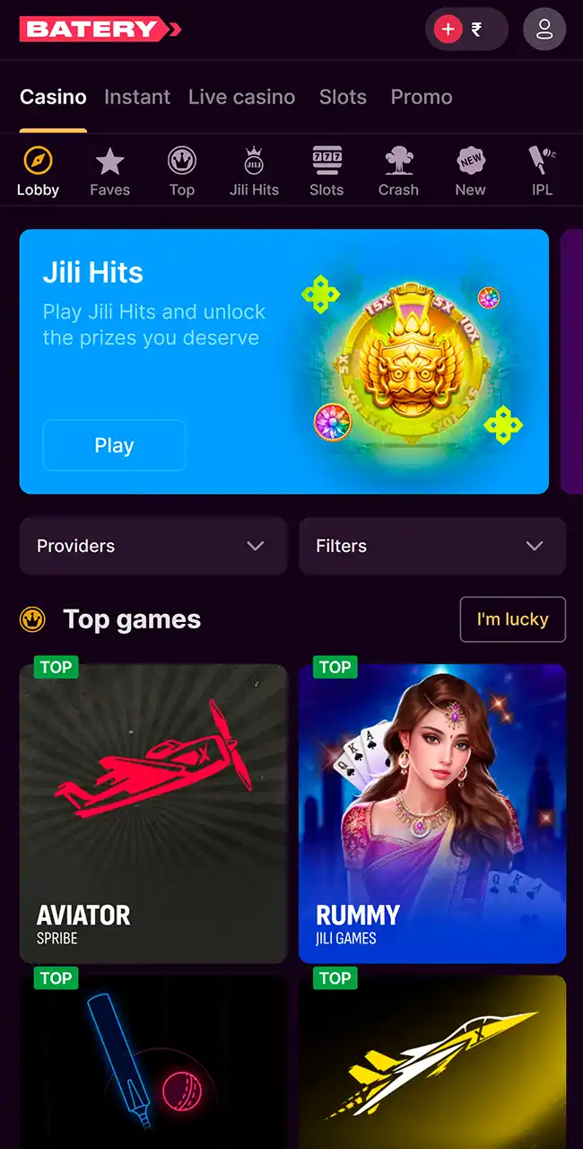 Locate Aviator in the casino lobby.