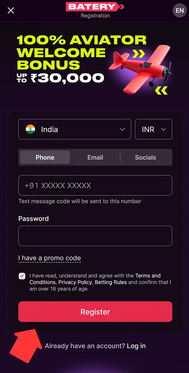 Register and verify your gaming account.