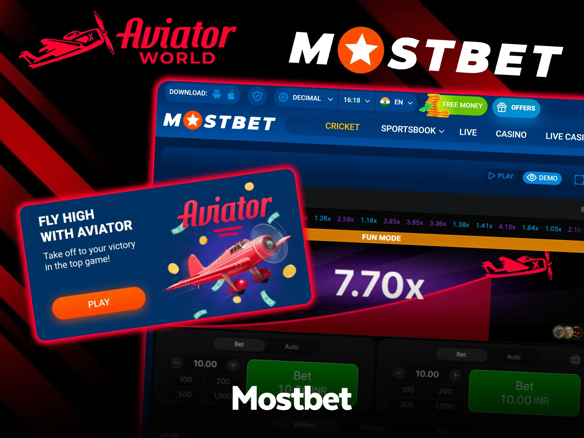 Play Spribe Aviator game on Mostbet.