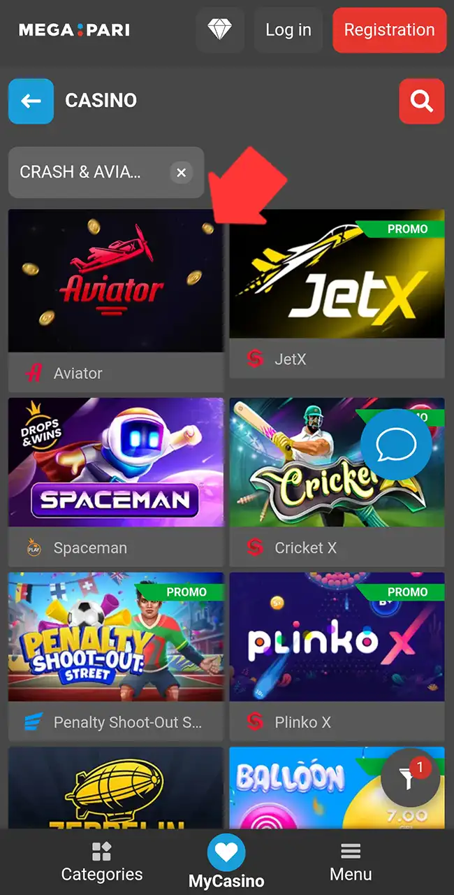 Pick the crash games category here.
