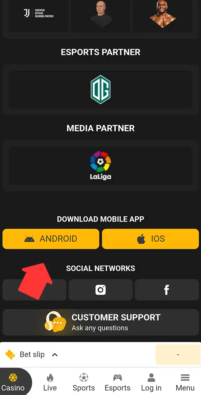 Locate the Melbet app download link.
