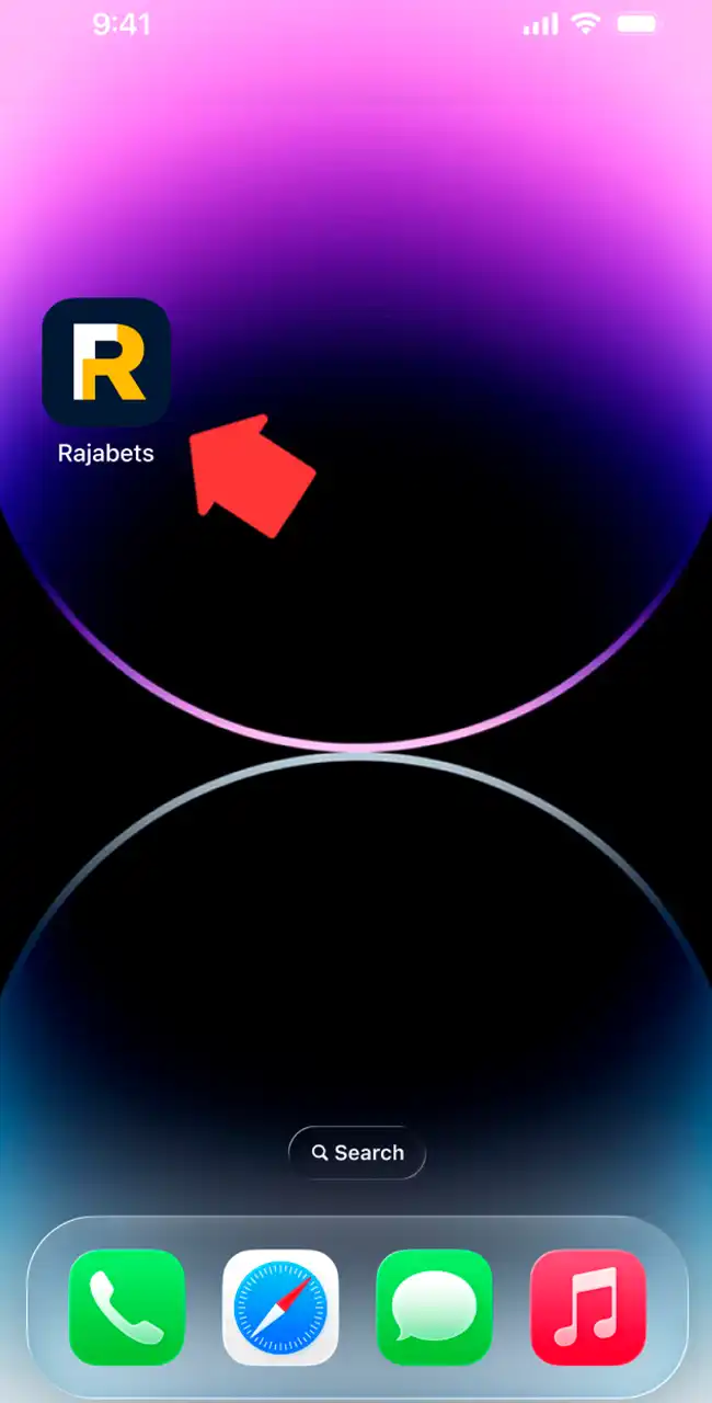 Launch the Rajabets app on iOS.