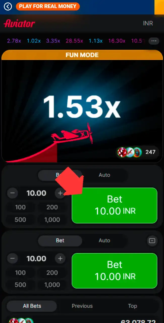Enter your Mostbet credentials and start playing Aviator.